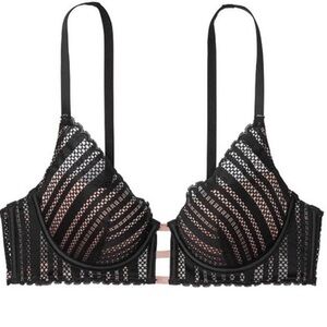 UEC Victoria’s Secret SEXY Black & blush Lace Lined Plunge Bra size 32C